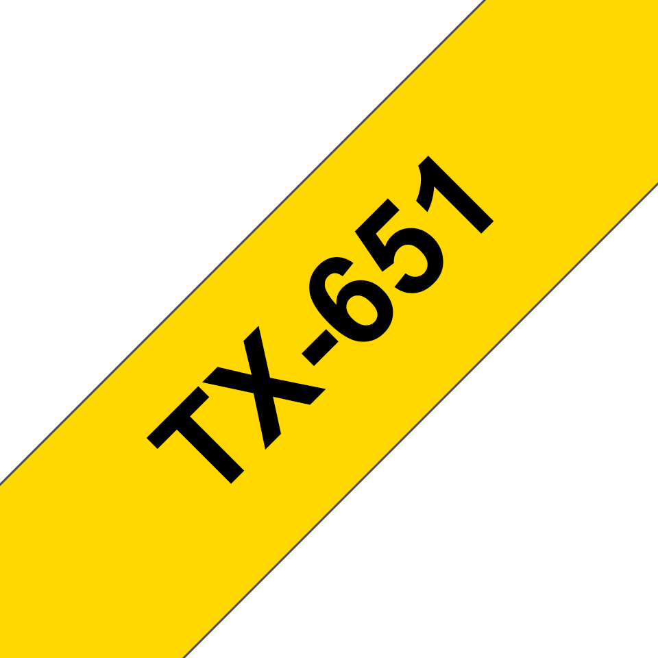 Genuine Brother TX-651 Labelling Tape – Black on Yellow, 24mm wide